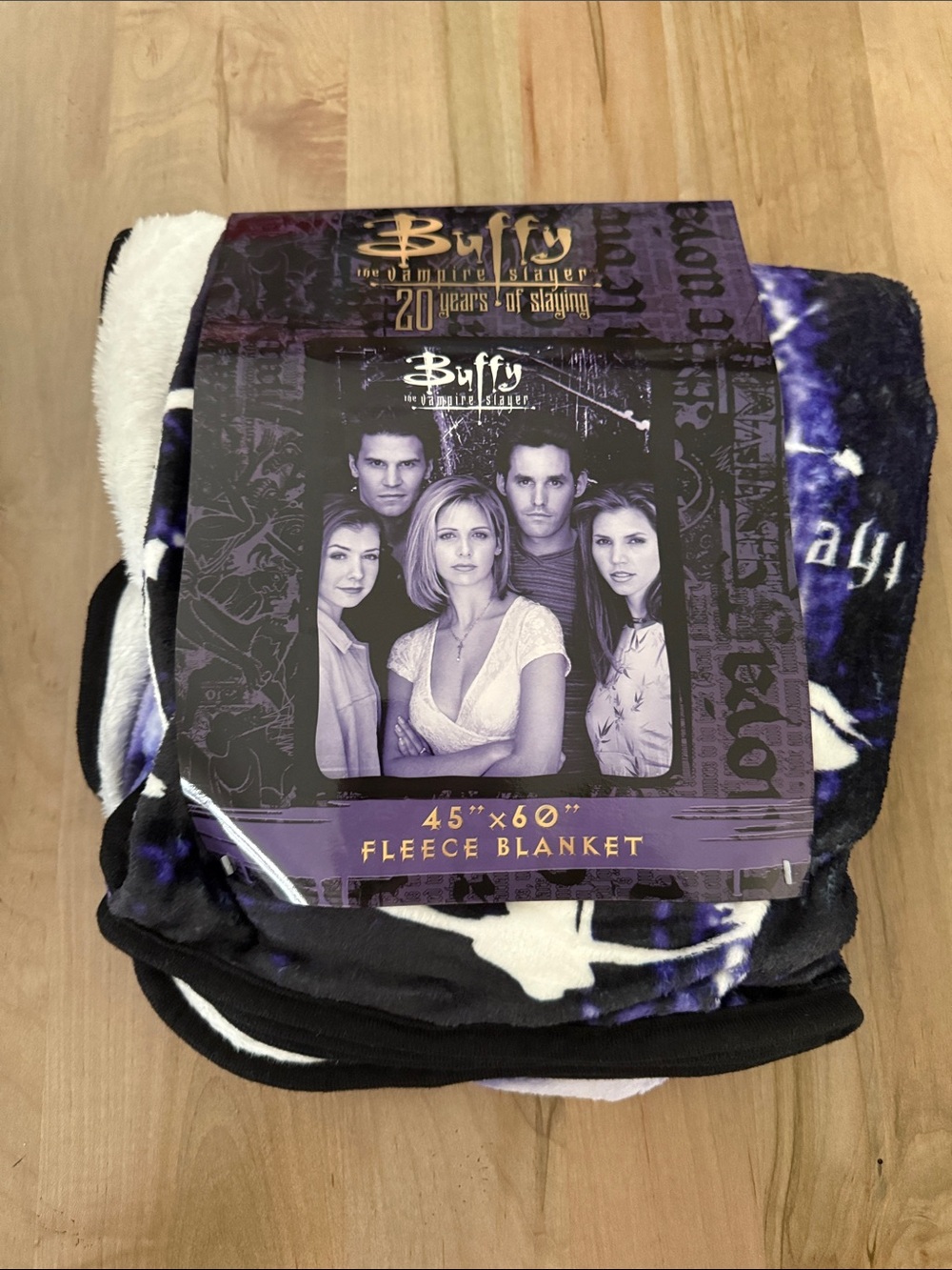 Buff Fleece Throw Blanket in Purple, Black & White - Buffy the Vampire Slayer